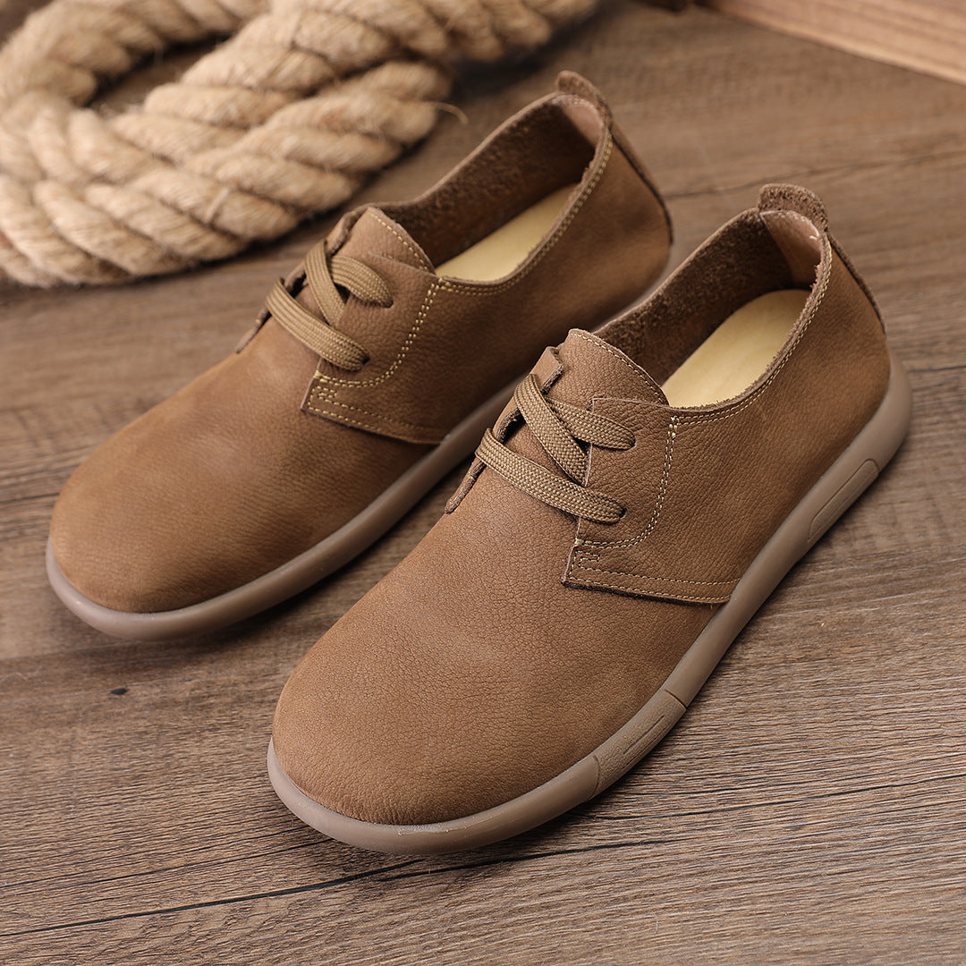Men's Lightweight Ventilation Retro Single Layer British Leisure Top Cowhide Soft Men's Casual Leather Shoes