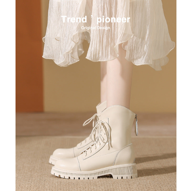 Women's Martin Thick-soled Ankle Female Beige Elegant British Boots
