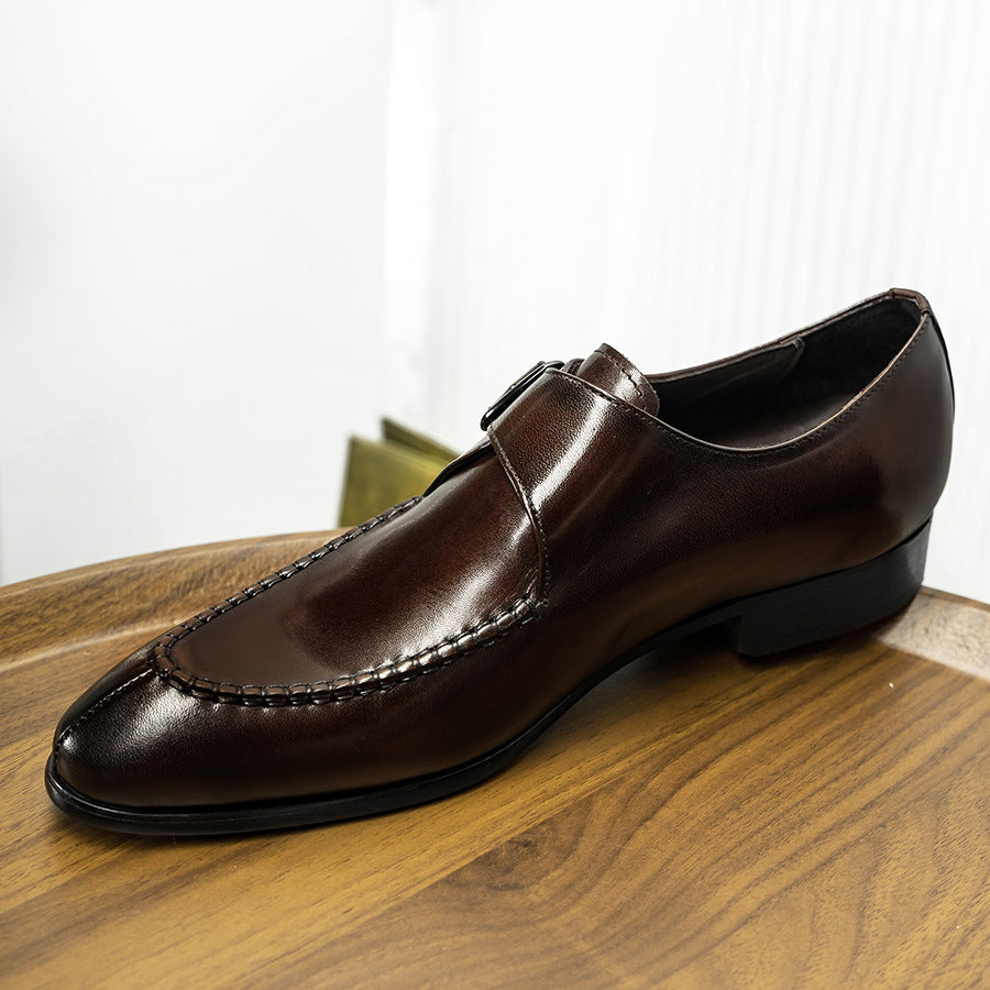Men's Strength Quality Monk Cowhide Penny Business Leather Shoes