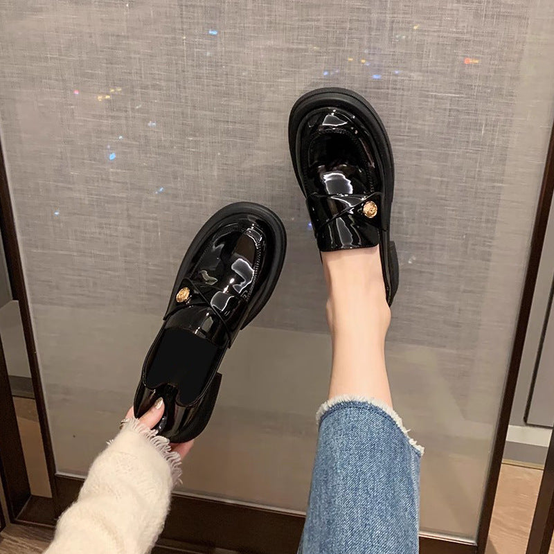 Women's Mom British Style Small Gold Coin Loafers