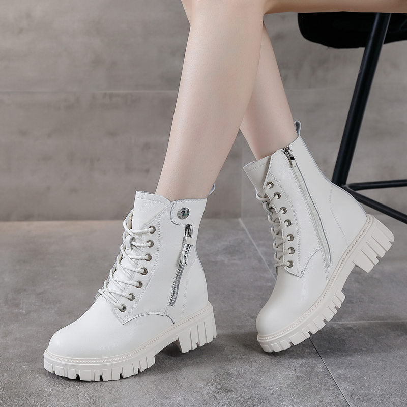 Women's Spring Thick Bottom Booties With British Heels