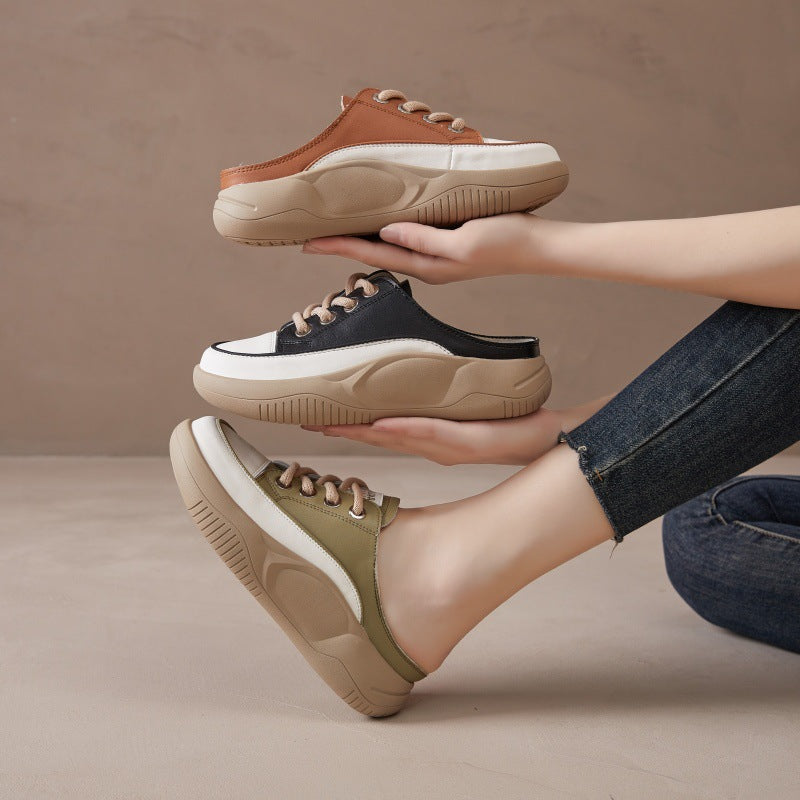 Women's Half Summer Genuine Retro Lazy Pump Sandals
