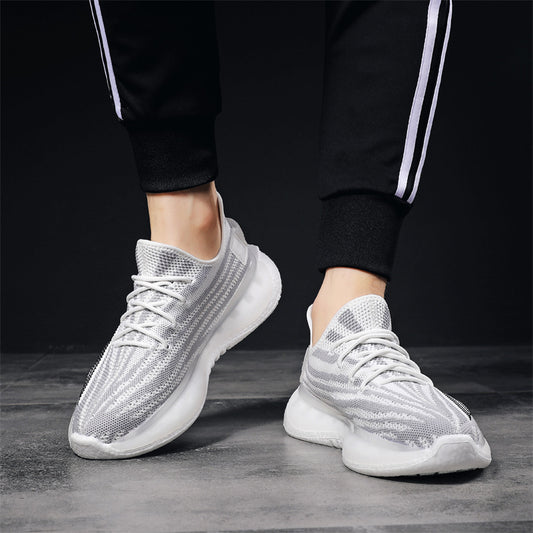Men's Flying Woven Sports Breathable Mesh Coconut Sneakers