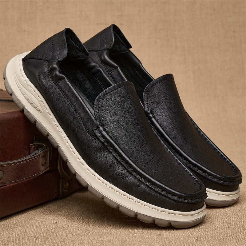 Men's Lace Up Pumps Breathable Soft Bottom Leather Shoes