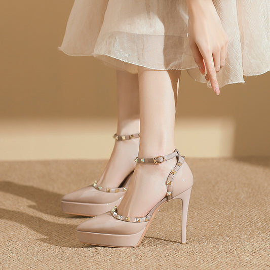 Women's Sexy Rivets High Pointed Toe Stiletto Heels