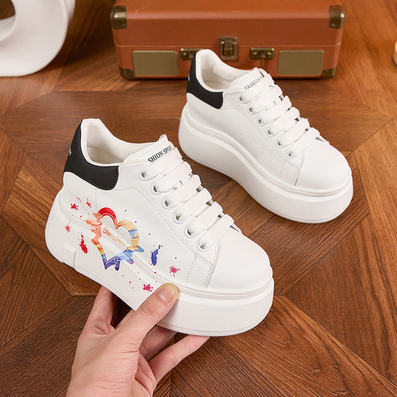 Women's Platform White Sports Leisure Height Increasing Casual Shoes
