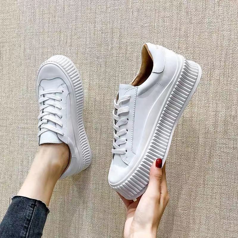 Women's Thick-soled White Autumn Authentic Platform Biscuit Sneakers