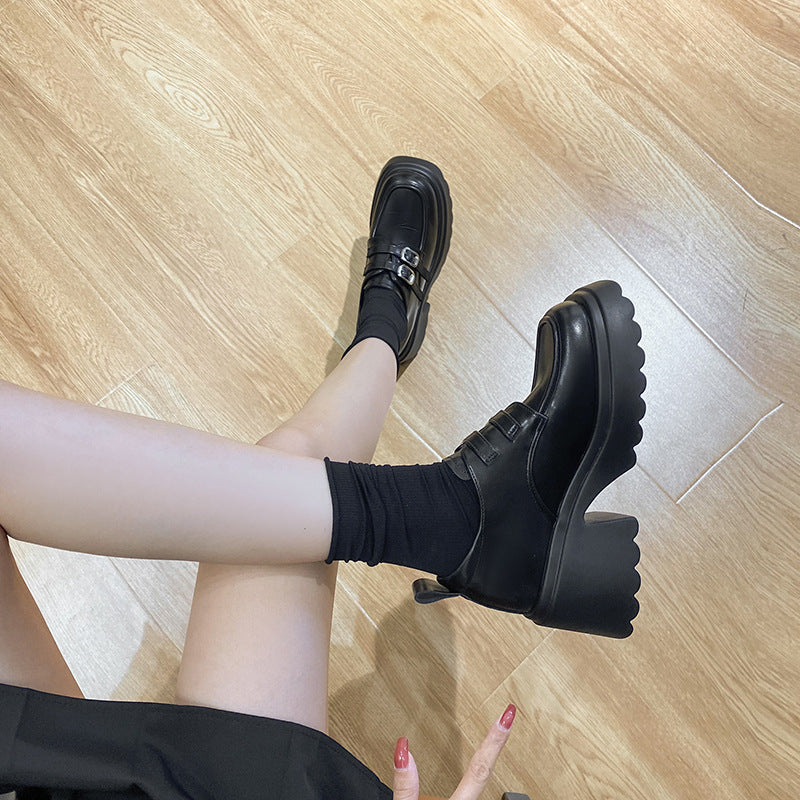 Women's Spring Small Platform Thick Bottom Height Loafers