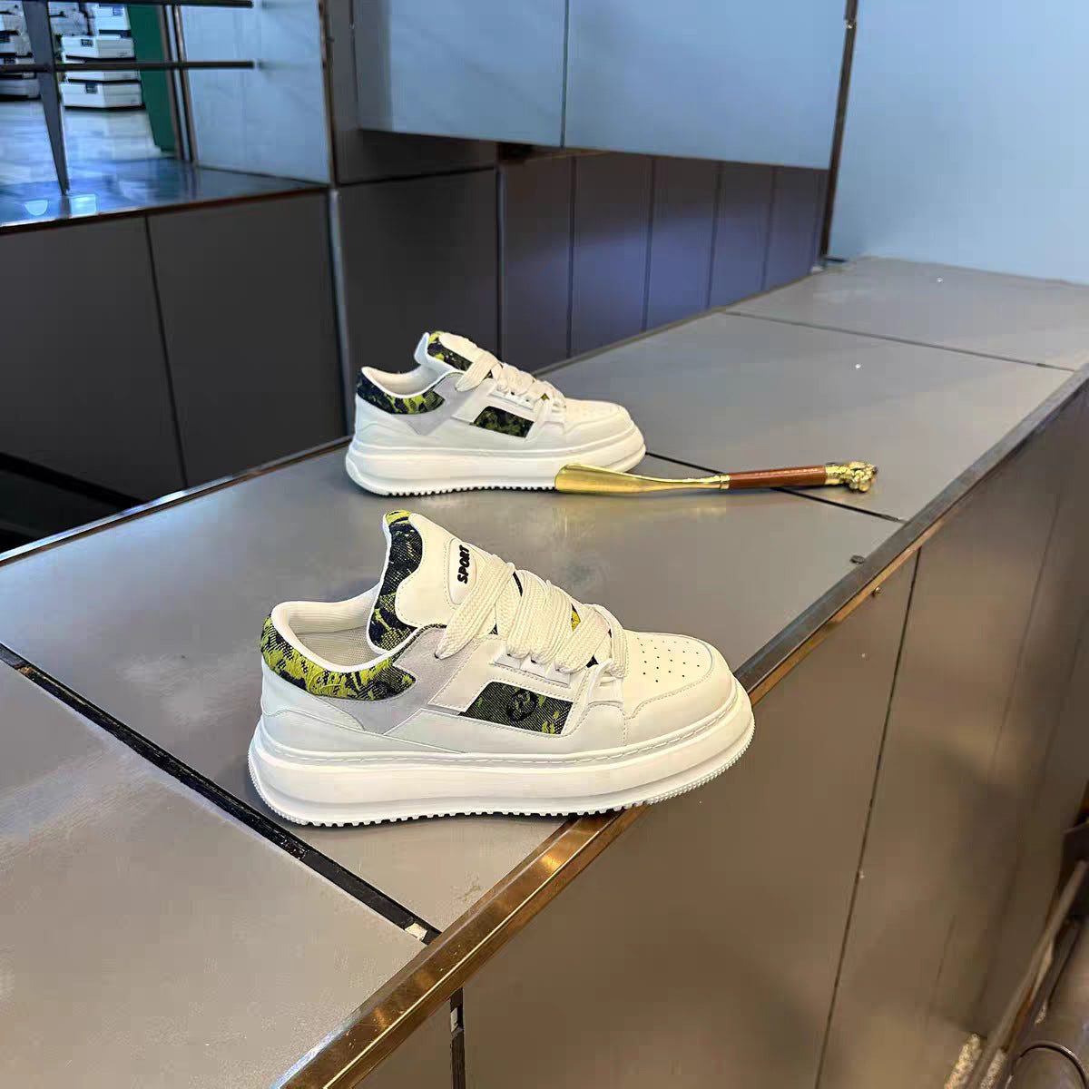 Men's Printed Mesh Bread Platform Trendy Wild Dad Casual Shoes