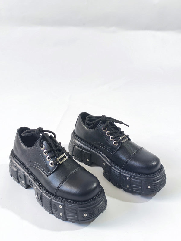 Fashion Punk Big Head Platform Tank Leather Shoes