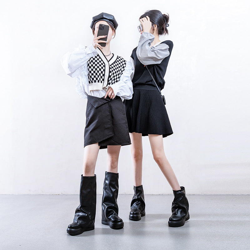 The Knee Thick Bottom Fried Street Niche Design Boots
