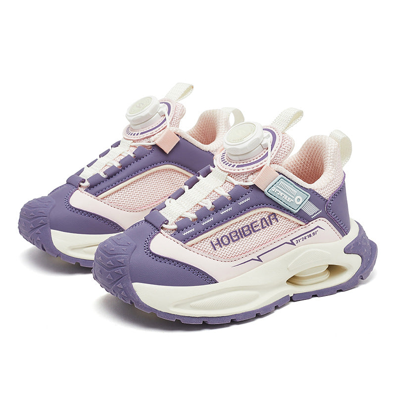Double Mesh Rotating Buckle Breathable Campus Kid's Sneakers