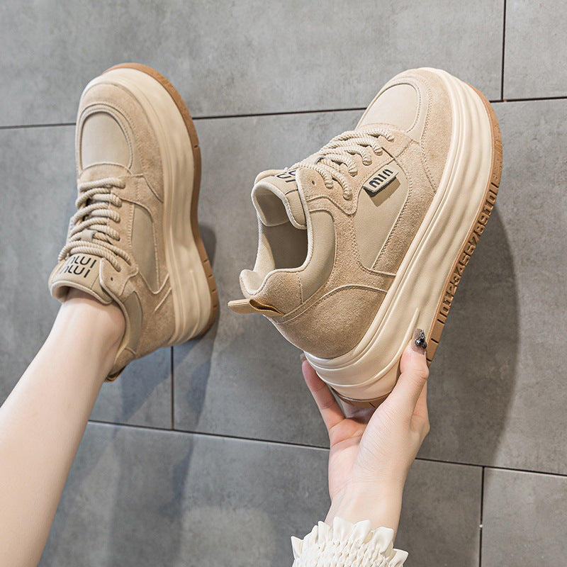 Women's Platform White Spring Comfortable Small Height Casual Shoes