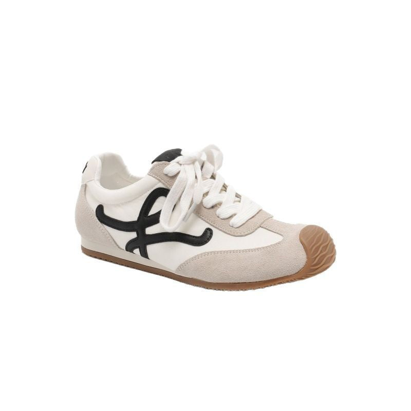 Women's Cowhide Wang Height Increasing Insole Head Tilt Lace Up White Women's Sports Shoes
