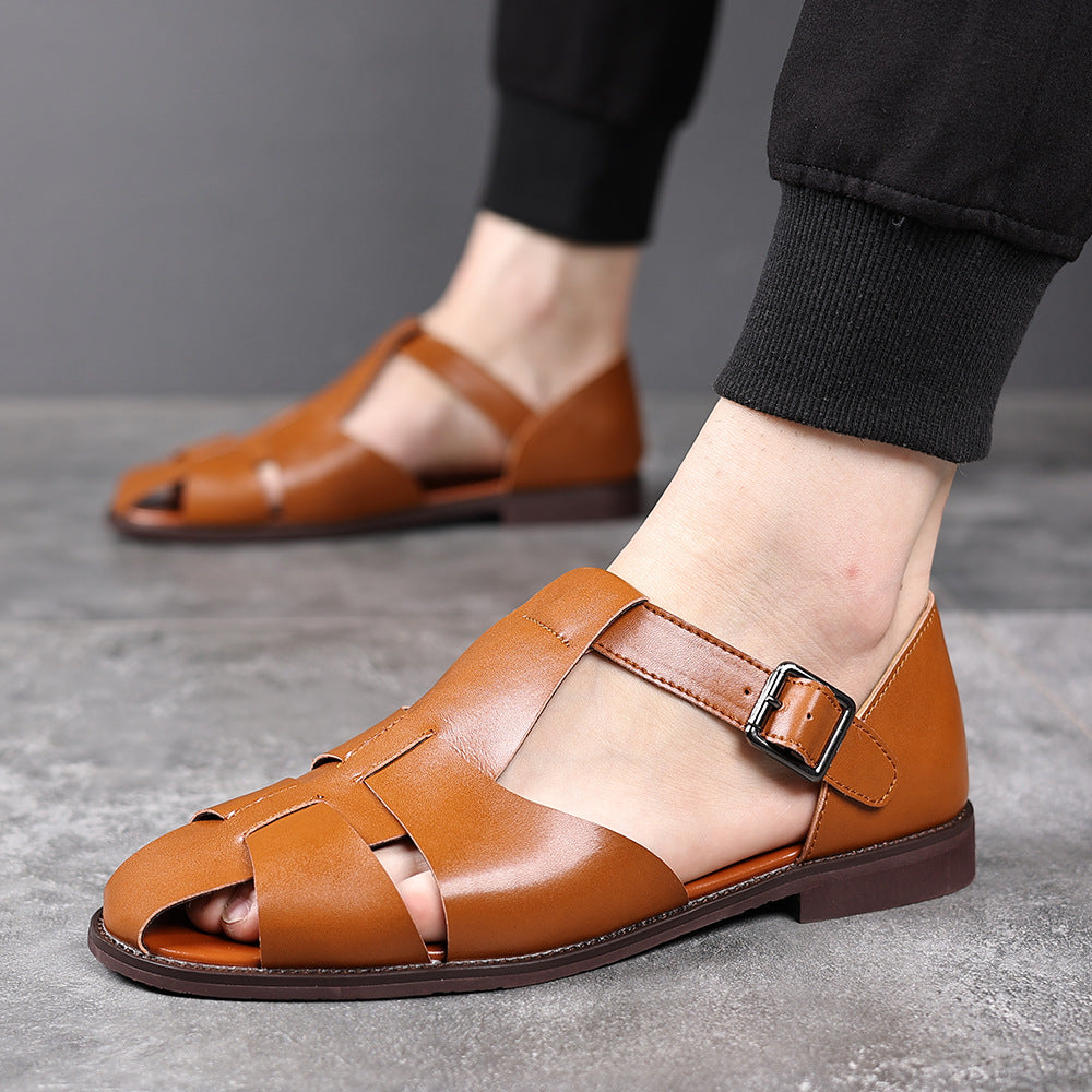Men's Cage Toe Cover Roman Fashion Closed Sandals