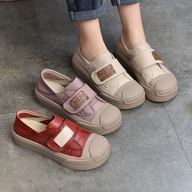 Pairs Of Patchwork Thick Bottom Velcro Sandals