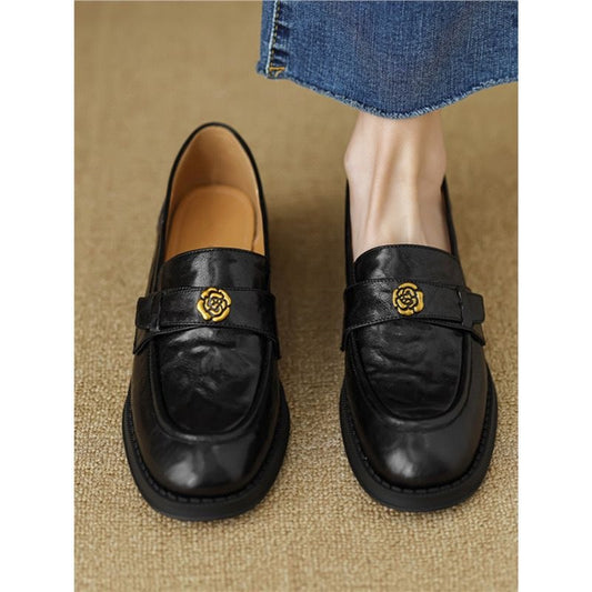 British One Pedal Metal Buckle Platform Loafers