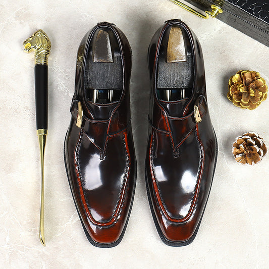 Men's Big Promotion Fashion Business Cowhide Patent Leather Shoes