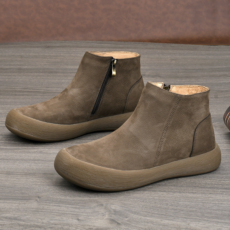 Layer Cowhide Cotton Retro Platform Single Lining Slip-on Men's Casual Leather Shoes