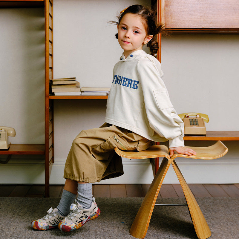 Children's Autumn Color Bottom Button Kindergarten Kid's Sneakers