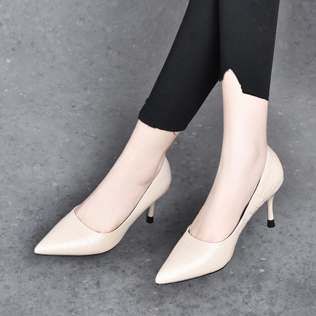 Women's High First Layer Cowhide Simple Shallow Women's Shoes