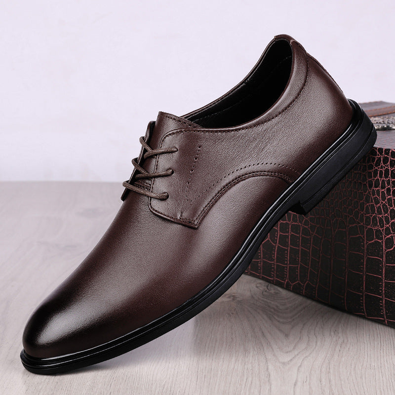 Men's First Layer Cowhide Formal Four Simple Men's Business Leather Shoes