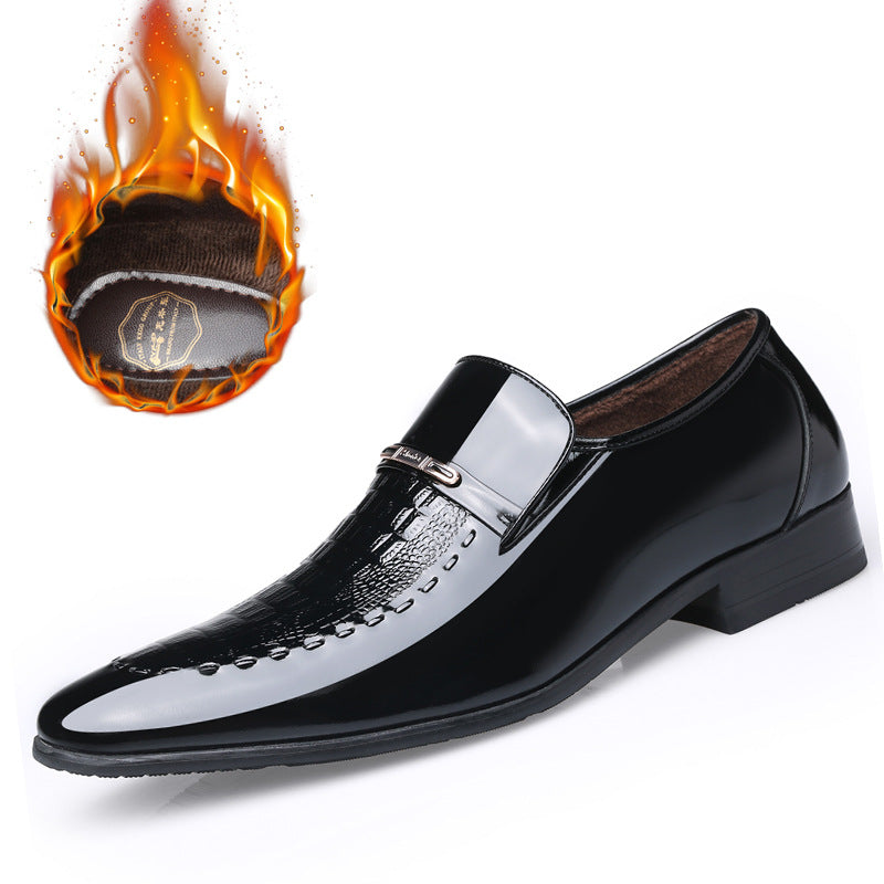 Men's Formal Wear Height Increasing Green Crocodile Pattern Korean Style Pointed Men's Business Leather Shoes