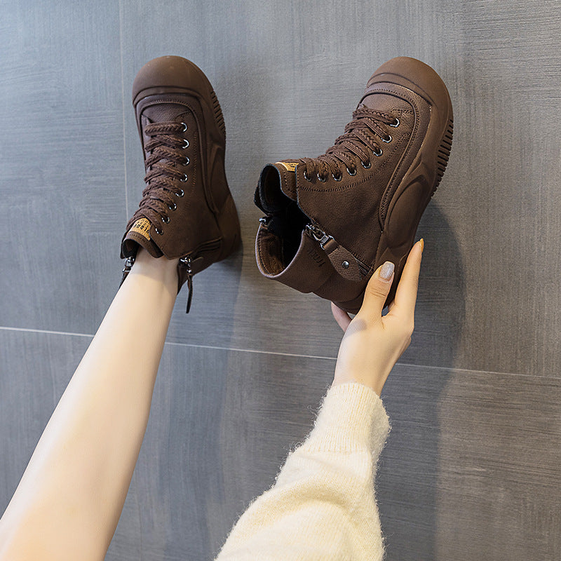 Women's Autumn Retro Lightweight Explosion Board Thick Bottom Height Increasing Insole Women's Casual Shoes