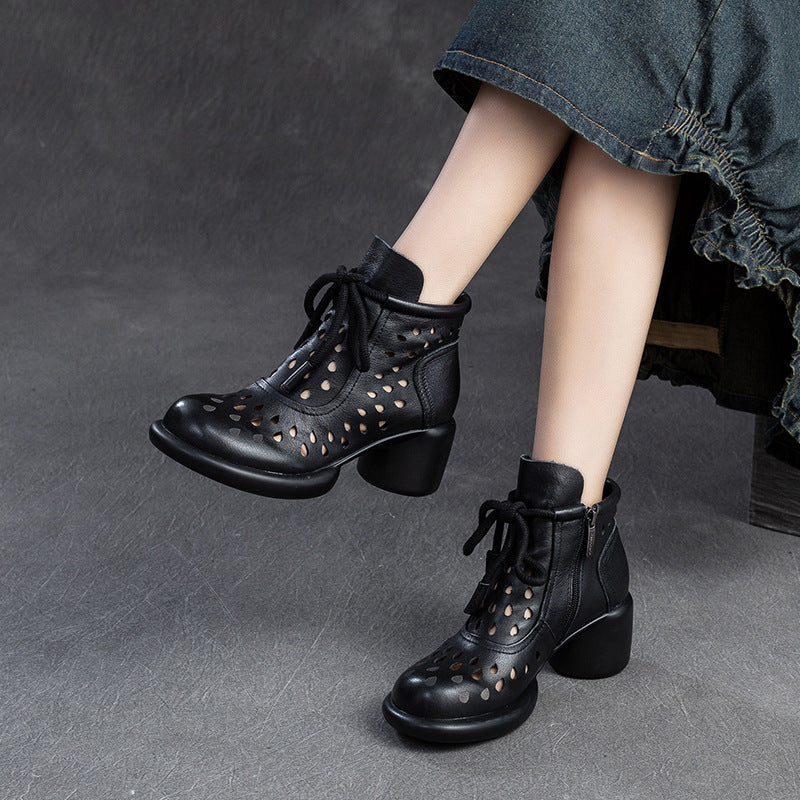 Women's & Men's Side Zipper Top Layer Cowhide Retro Men's Shoes