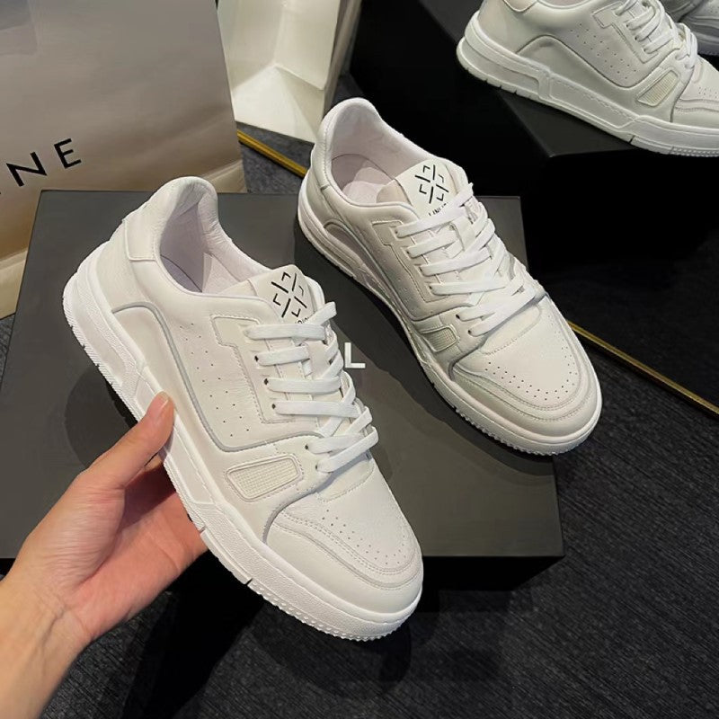 Men's Temperament Low Cut Cowhide Flat Small Sports Men's Board Shoes