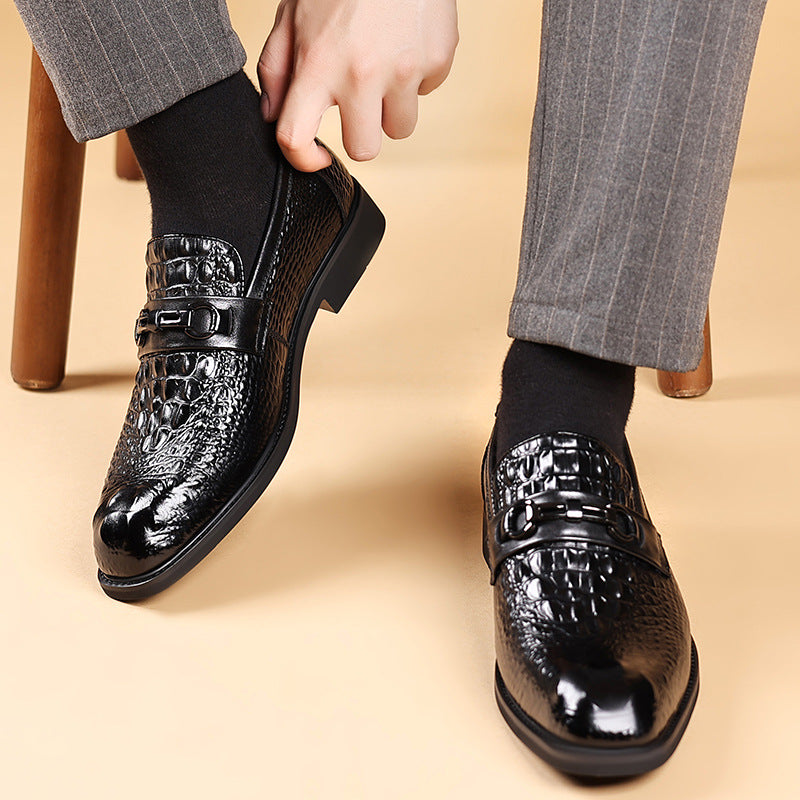 Men's Spring First Layer Cowhide Business Formal Leather Shoes