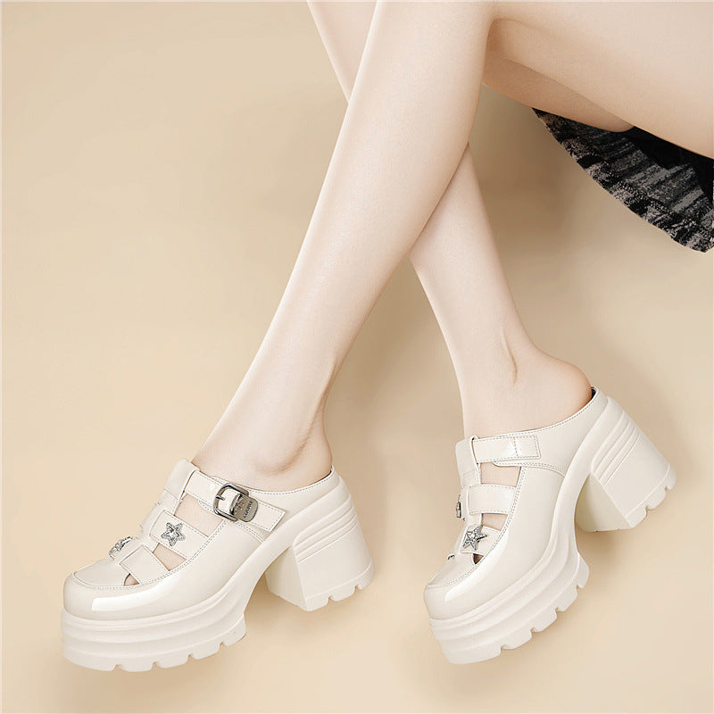 Women's Stylish Height Increasing Thick Bottom Toe Cap Summer Dignified Women's Fashion Shoes