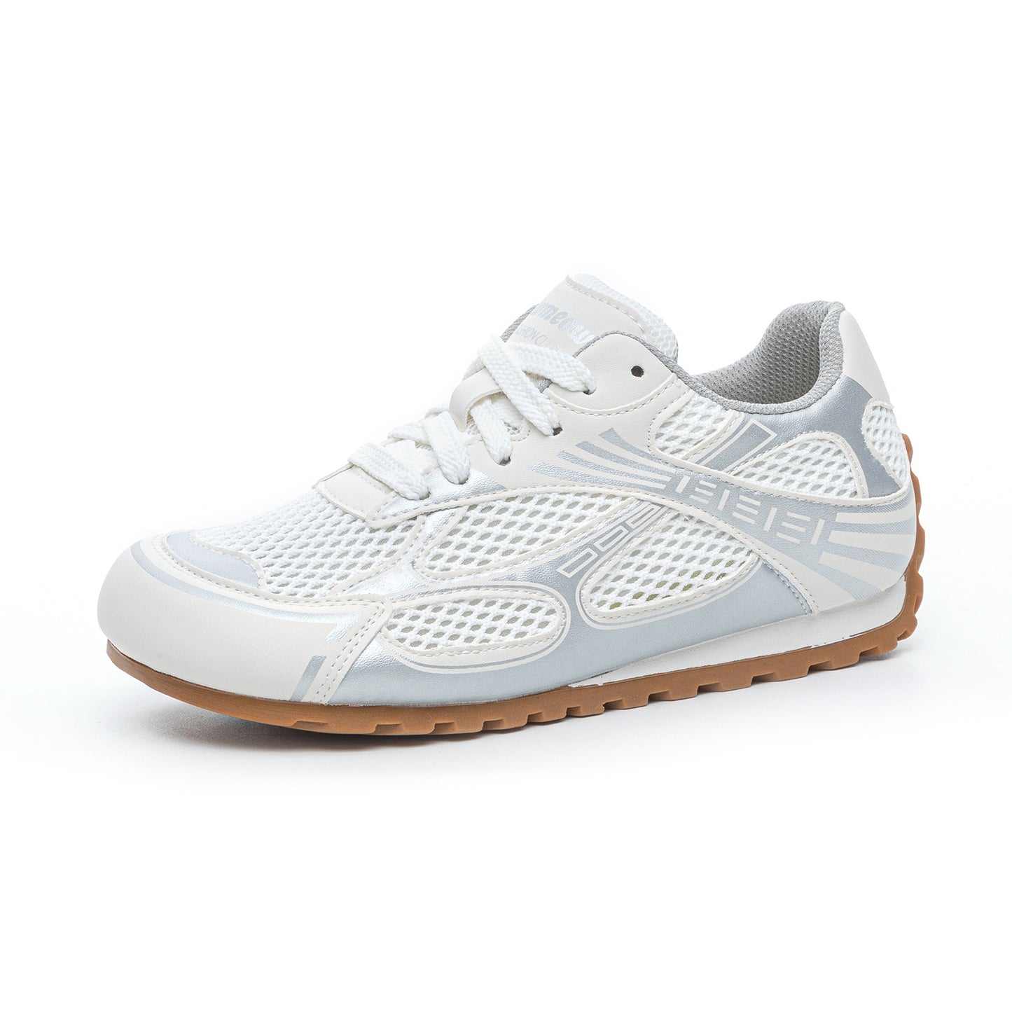 Women's White Summer Mesh Breathable Genuine Elevator Casual Shoes