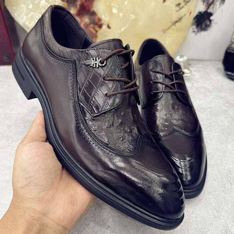 Men's Brogue British Wild Breathable Handmade Wedding Men's Business Leather Shoes