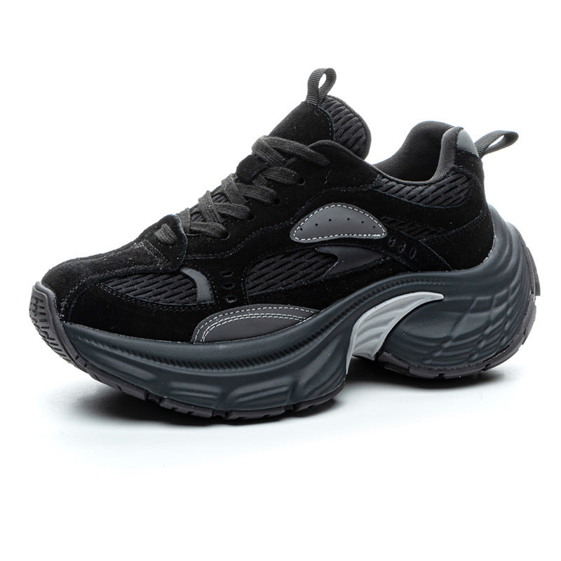Thick Bottom Fleece-lined Dad Female Genuine Women's Fashion Shoes