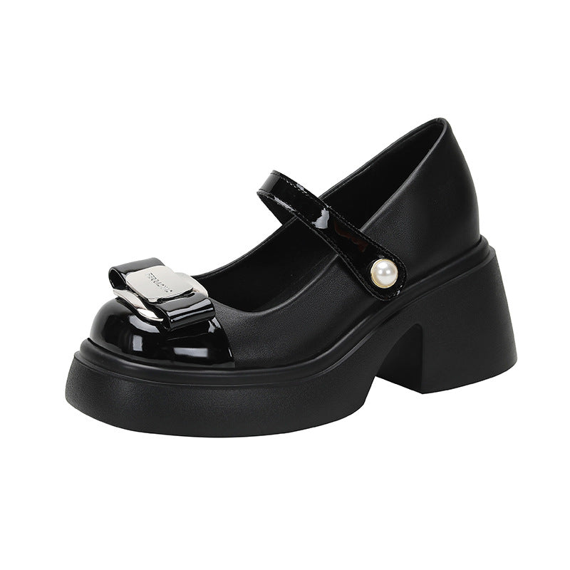 Women's French Hepburn Style Mary Jane Platform Loafers