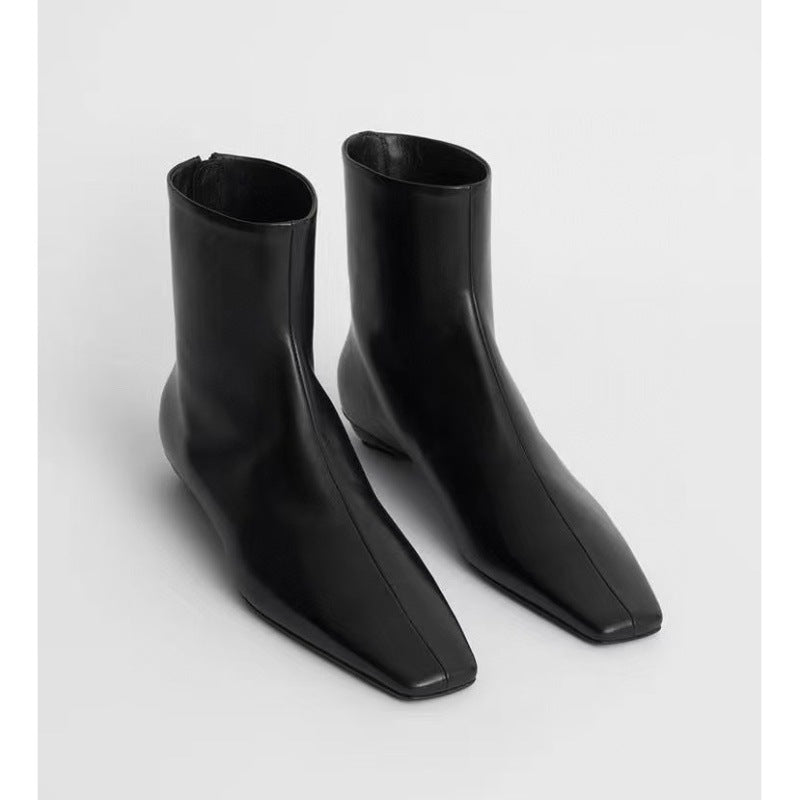 Women's Female Square Toe Skinny Low French Boots