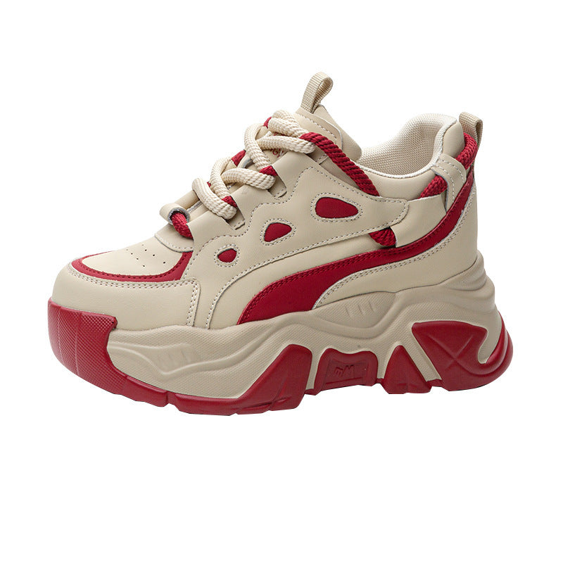 Women's Bottom Heightened Daddy Color Matching Small Fleece-lined Women's Sports Shoes