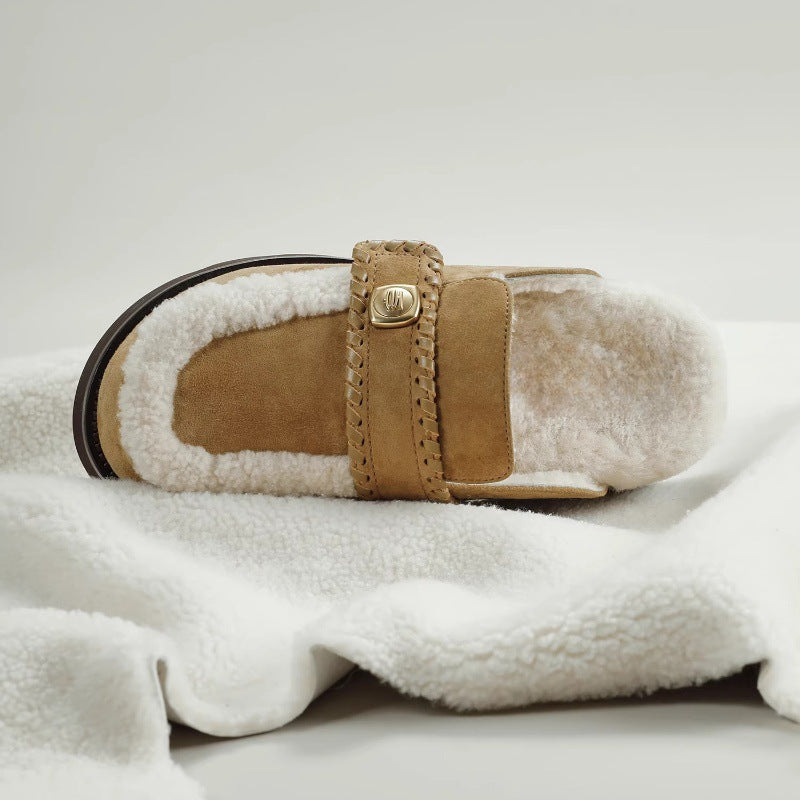 Women's Authentic Toe Box Fleece-lined Half Outdoor Slippers