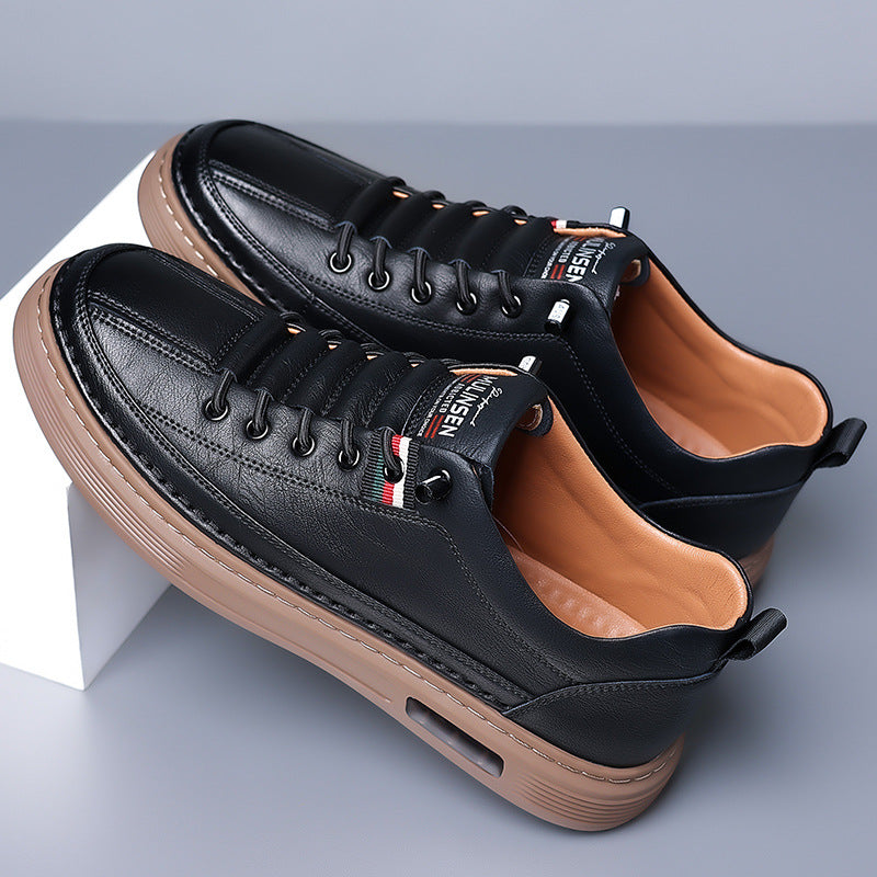 Men's Cowhide Soft Bottom Trendy Daily Sneakers