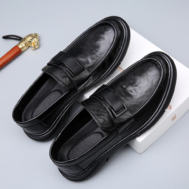 Men's Winter British Style Black Slip-on Fashion Leather Shoes