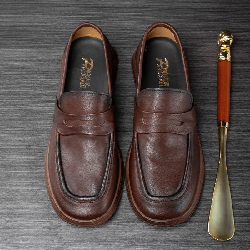 Men's Slip-on Lofter No Lace Breathable Versatile Soft Bottom Leather Shoes