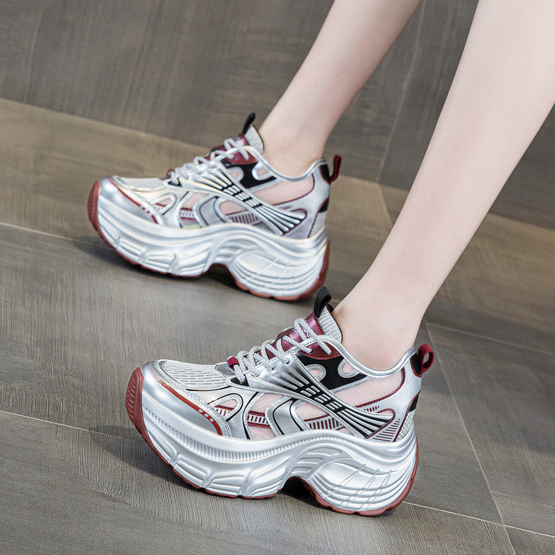 Women's Dad Fashion Mesh Sports Platform Height Increasing Women's Casual Shoes