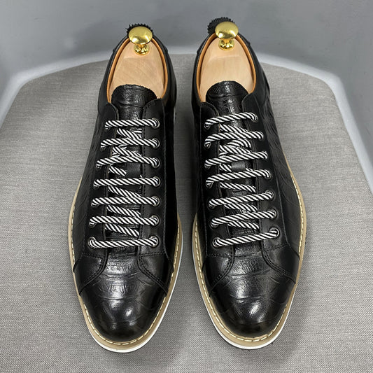 Men's Genuine Platform Daily Pumps Fashion Crocodile Leather Shoes