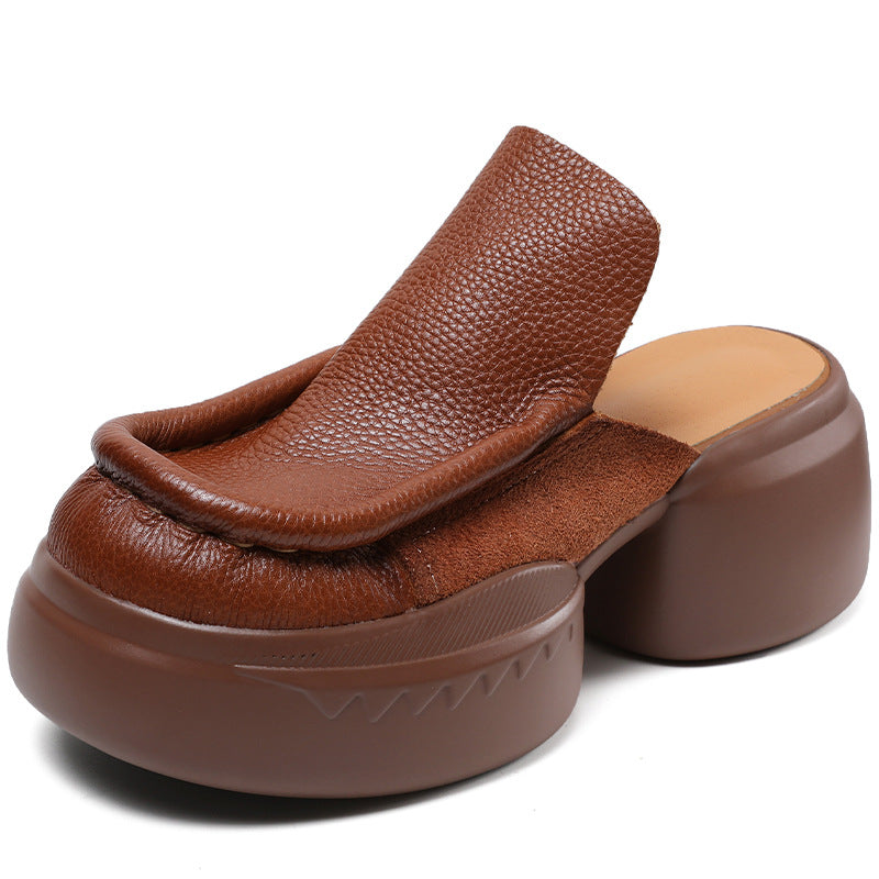 Women's High Summer Genuine Retro Outdoor Raise The Bottom Slippers