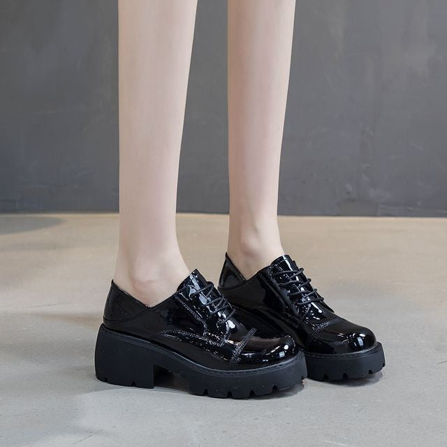 Women's Chunky Platform Shallow Mouth Single Fashion Casual Shoes