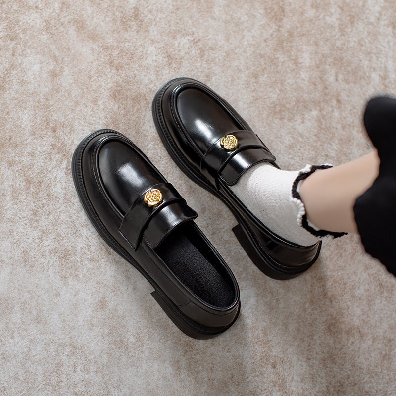 Grape Mom Expensive Camellia Gold Buckle Loafers