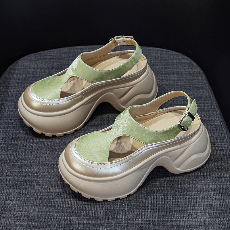Women's Small Thick Bottom Toe Cap Roman Sandals