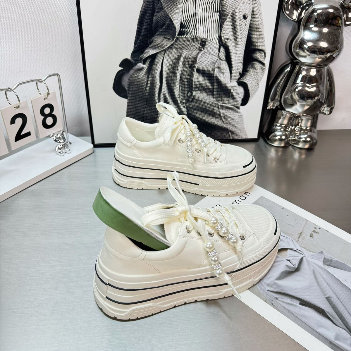 Women's Height Increasing Genuine Platform White Board Fashion Men's Shoes