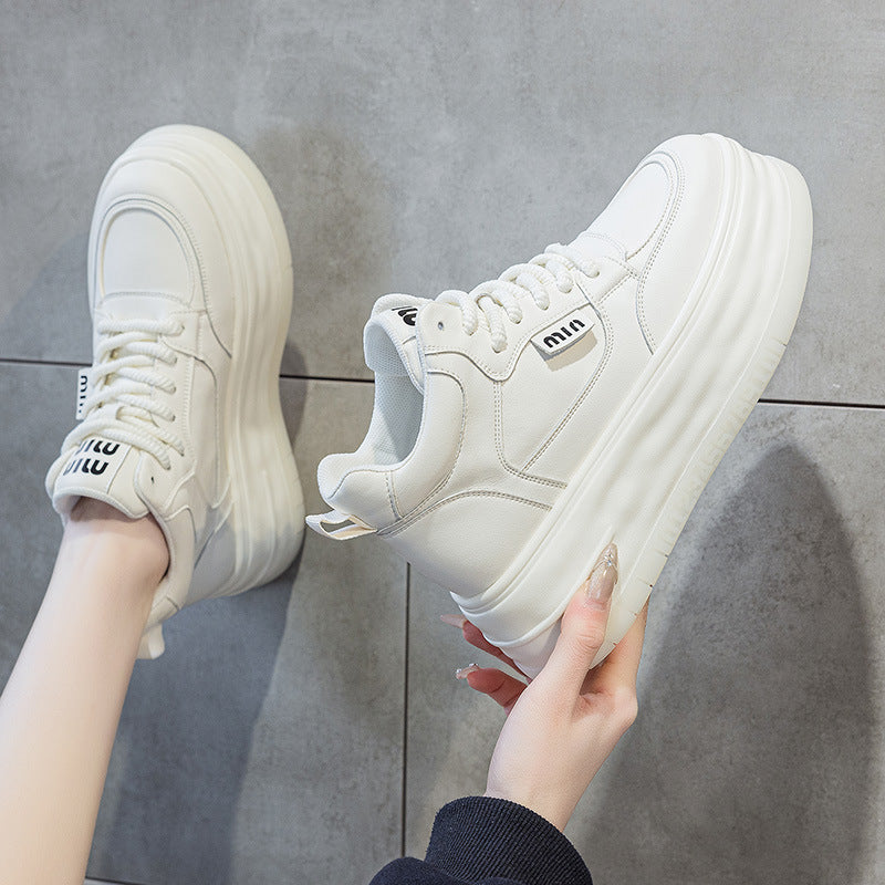 Women's Platform White Spring Comfortable Small Height Casual Shoes
